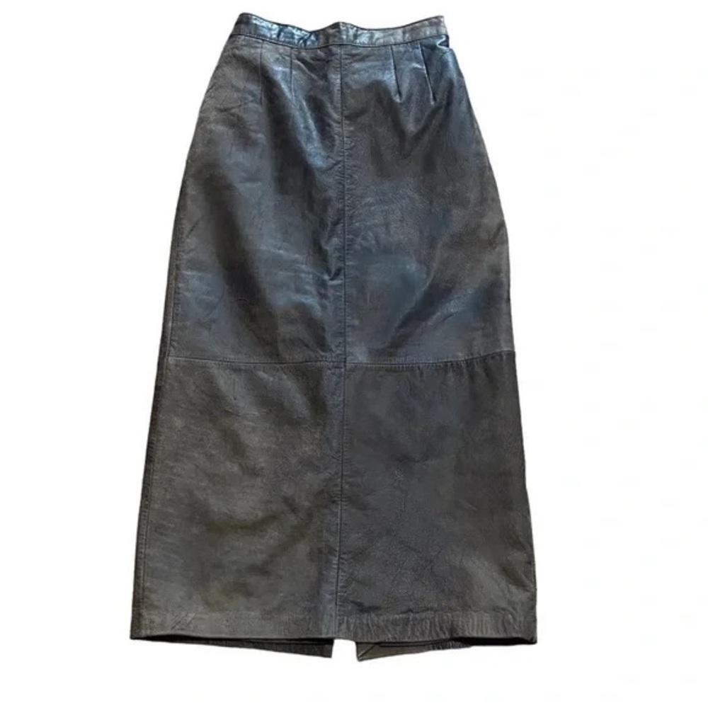 Cambridge Dry Goods Brown Leather Midi Skirt 6
